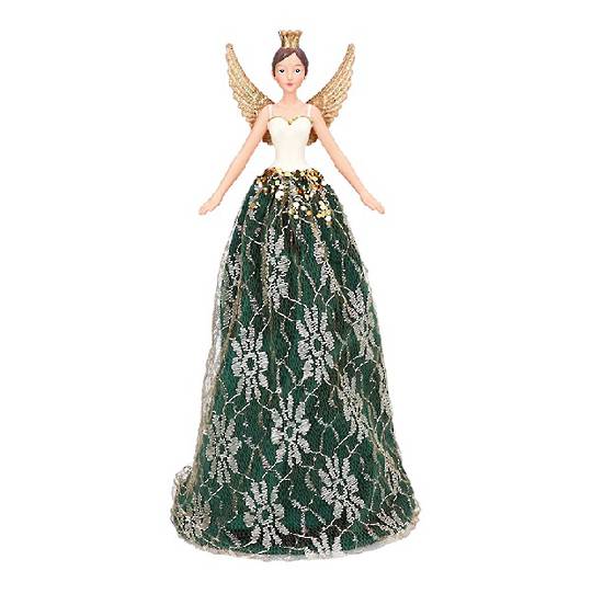 Resin Fabric Green Lace Angel Fairy Tree Topper 30cm *ETA Nov
